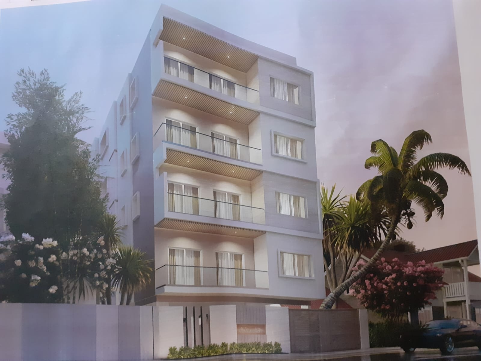 Front elevation render — residential apartment, Probuild Constructions Bangalore